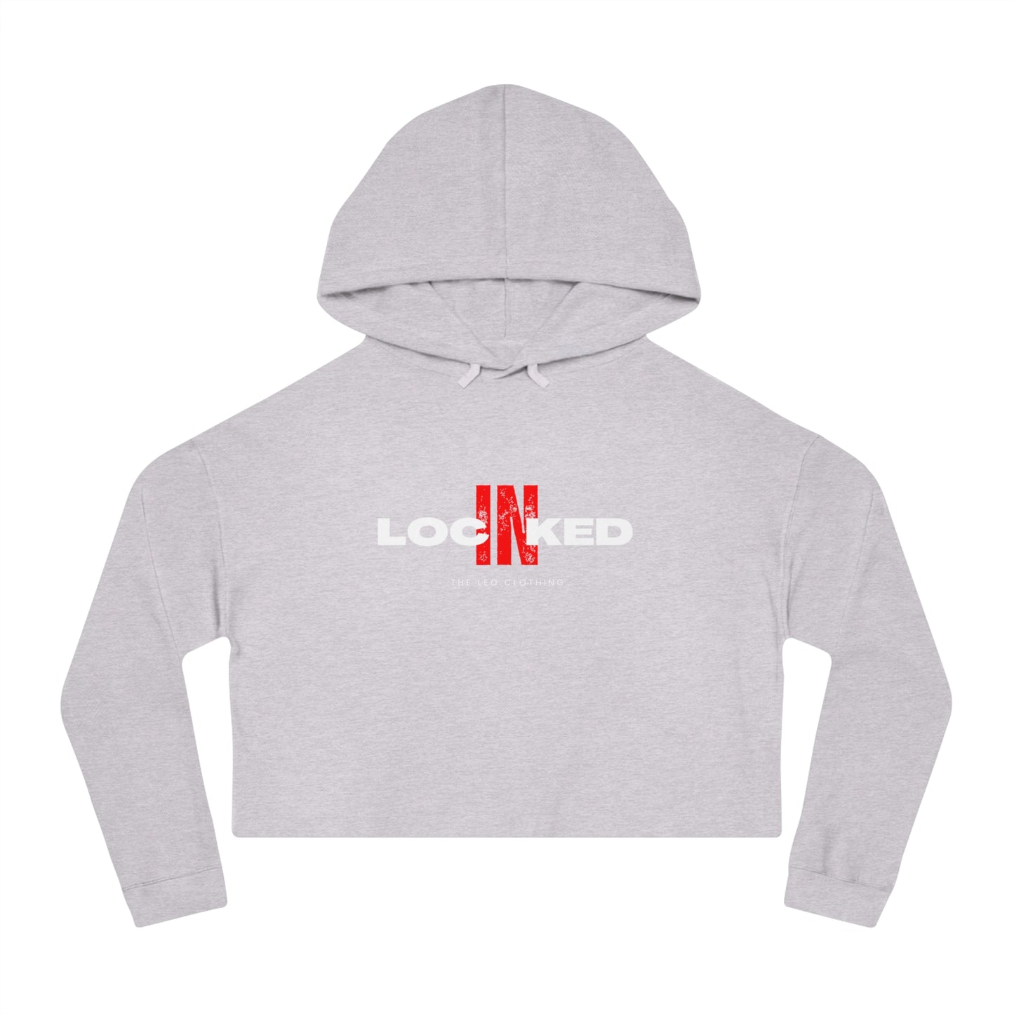"Locked In" Cropped Hooded Sweatshirt (WHITE PRINT)