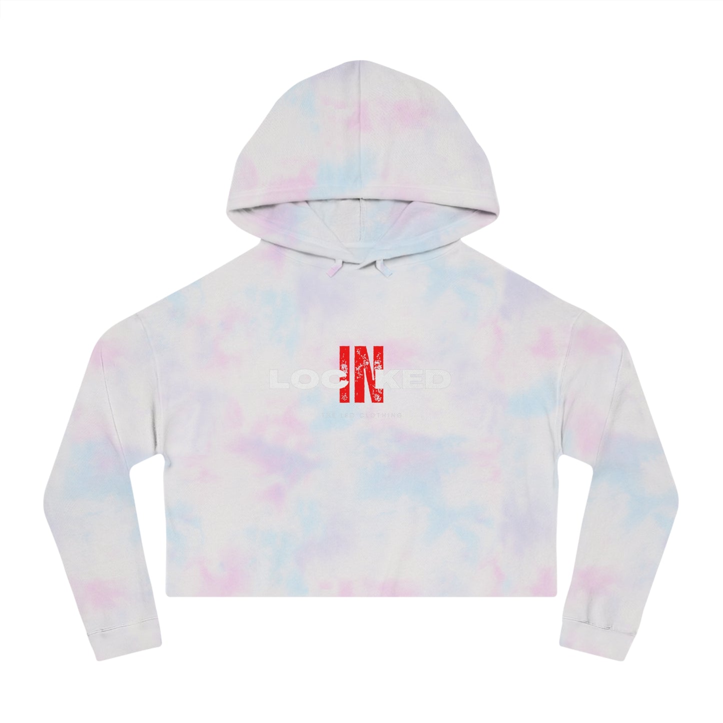 "Locked In" Cropped Hooded Sweatshirt (WHITE PRINT)