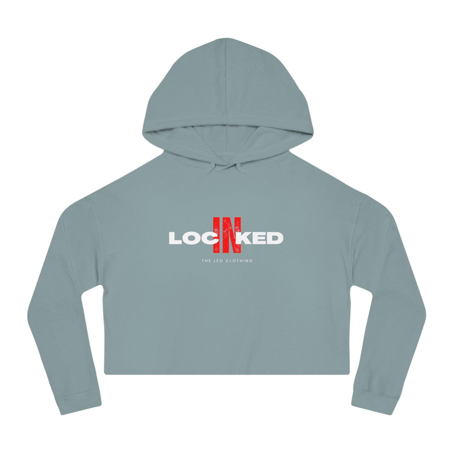 "Locked In" Cropped Hooded Sweatshirt (WHITE PRINT)