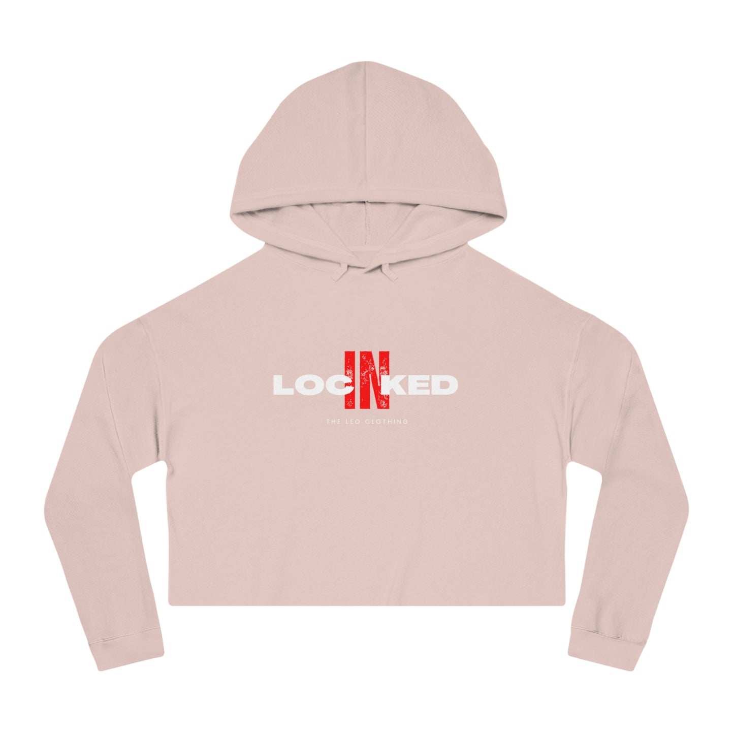 "Locked In" Cropped Hooded Sweatshirt (WHITE PRINT)