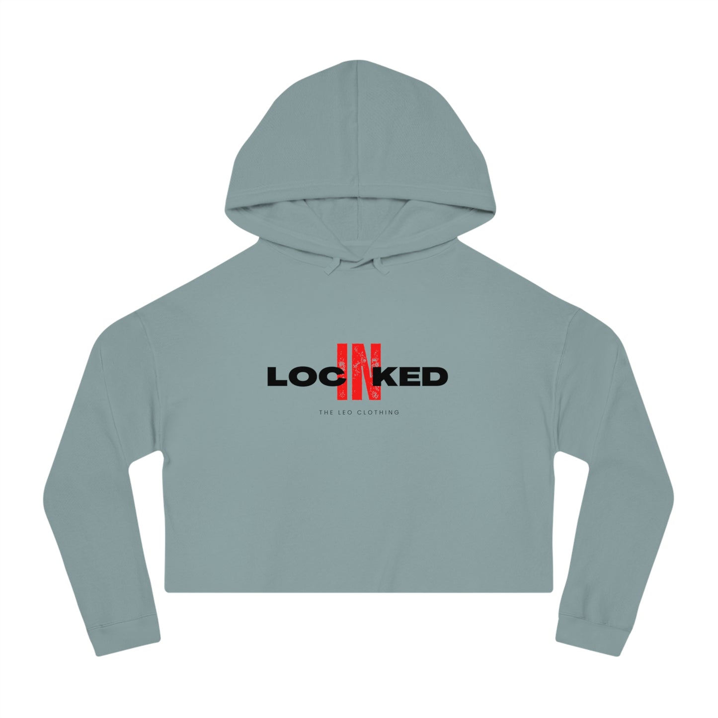 "Locked In" Cropped Hooded Sweatshirt (BLACK PRINT)