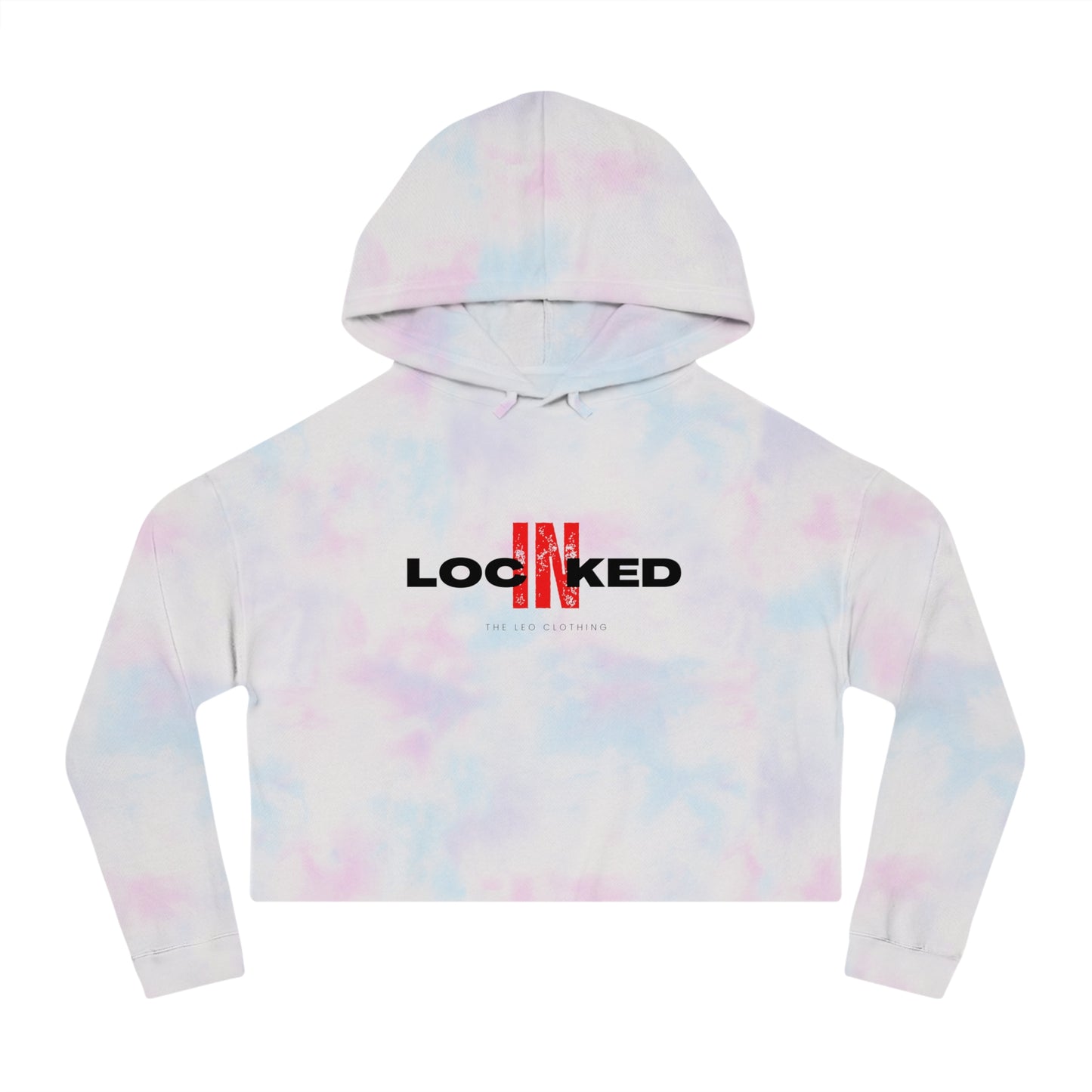 "Locked In" Cropped Hooded Sweatshirt (BLACK PRINT)