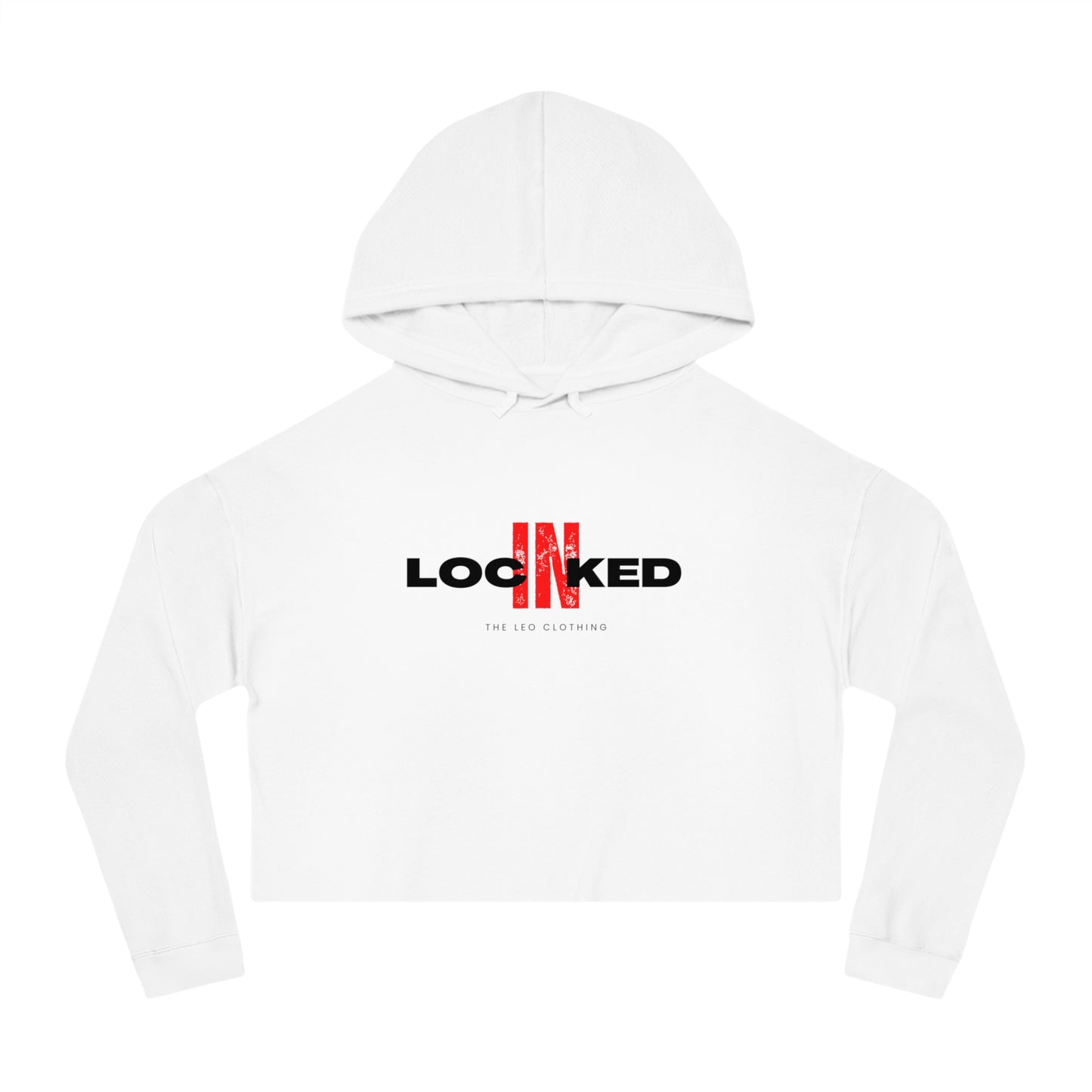 "Locked In" Cropped Hooded Sweatshirt (BLACK PRINT)