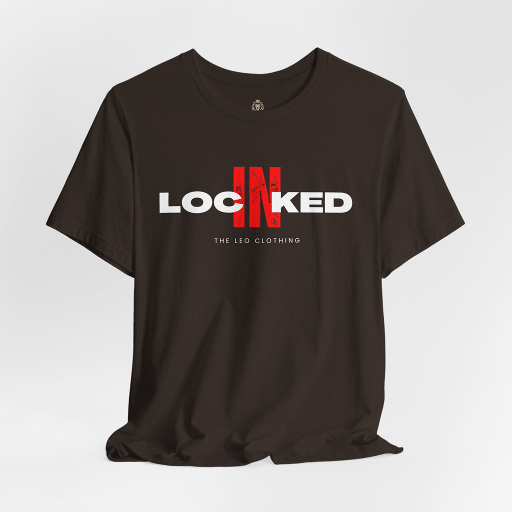 Locked In Graphic Tee — “LOCKINED” Red Accent Motivational Shirt