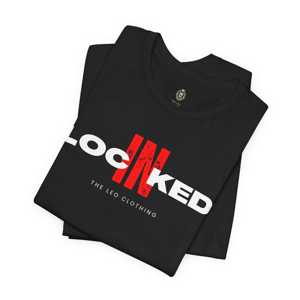Locked In Graphic Tee — “LOCKINED” Red Accent Motivational Shirt