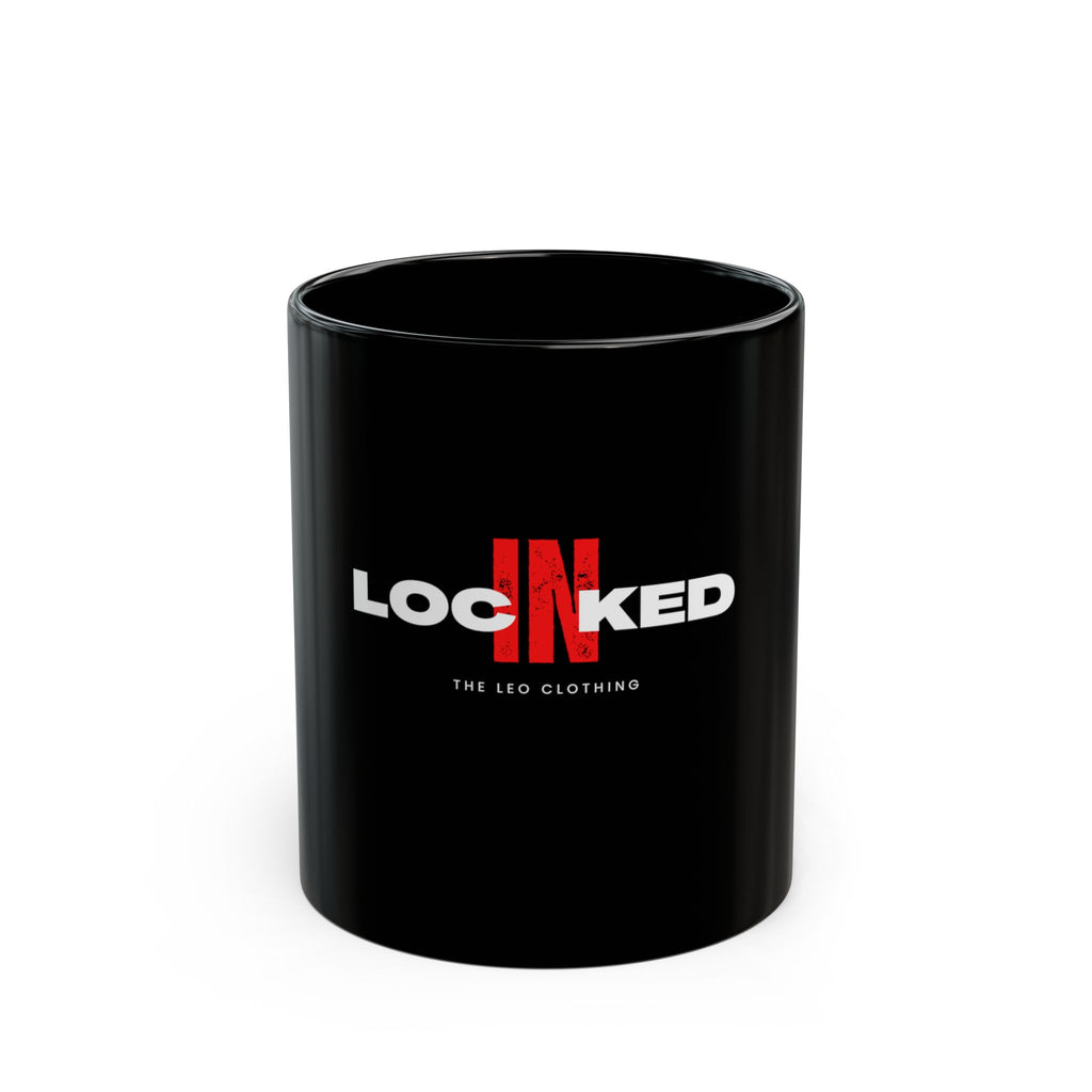 "Locked In" Logo Black Mug – 11oz/15oz Coffee Cup