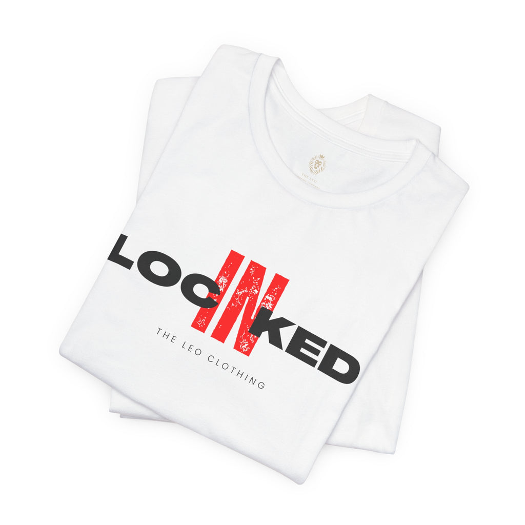 Locked In Graphic Tee — “LOCKINED” Red Accent Motivational Shirt