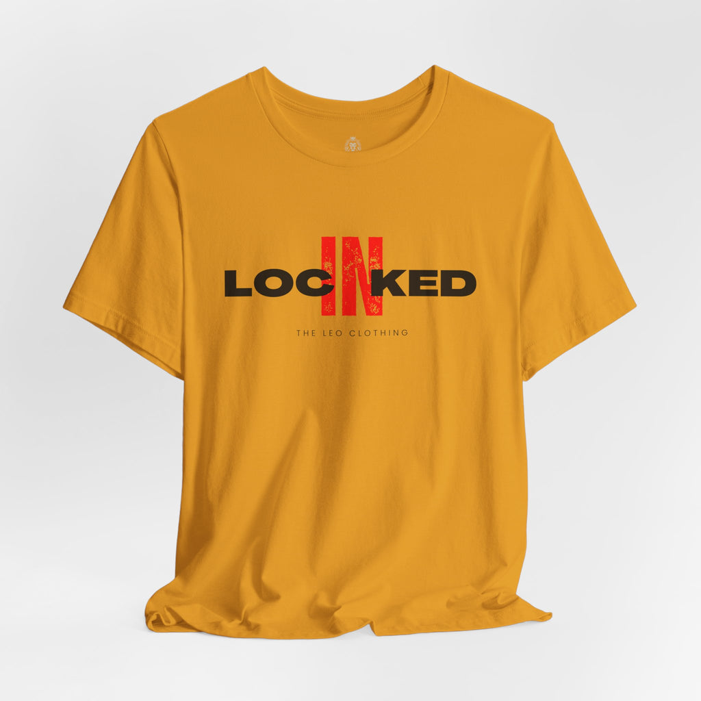 Locked In Graphic Tee — “LOCKINED” Red Accent Motivational Shirt