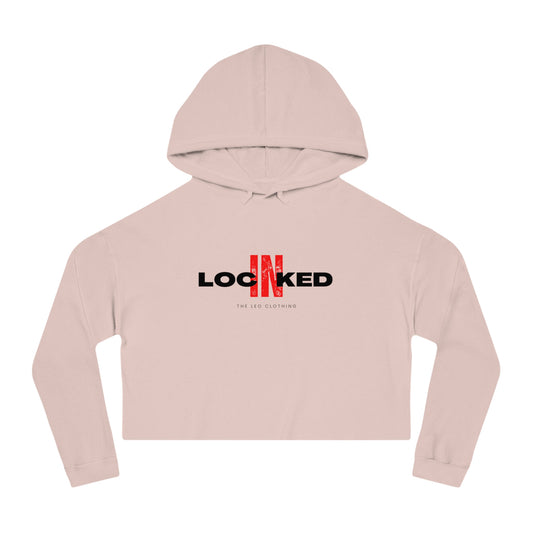 "Locked In" Cropped Hooded Sweatshirt (BLACK PRINT)