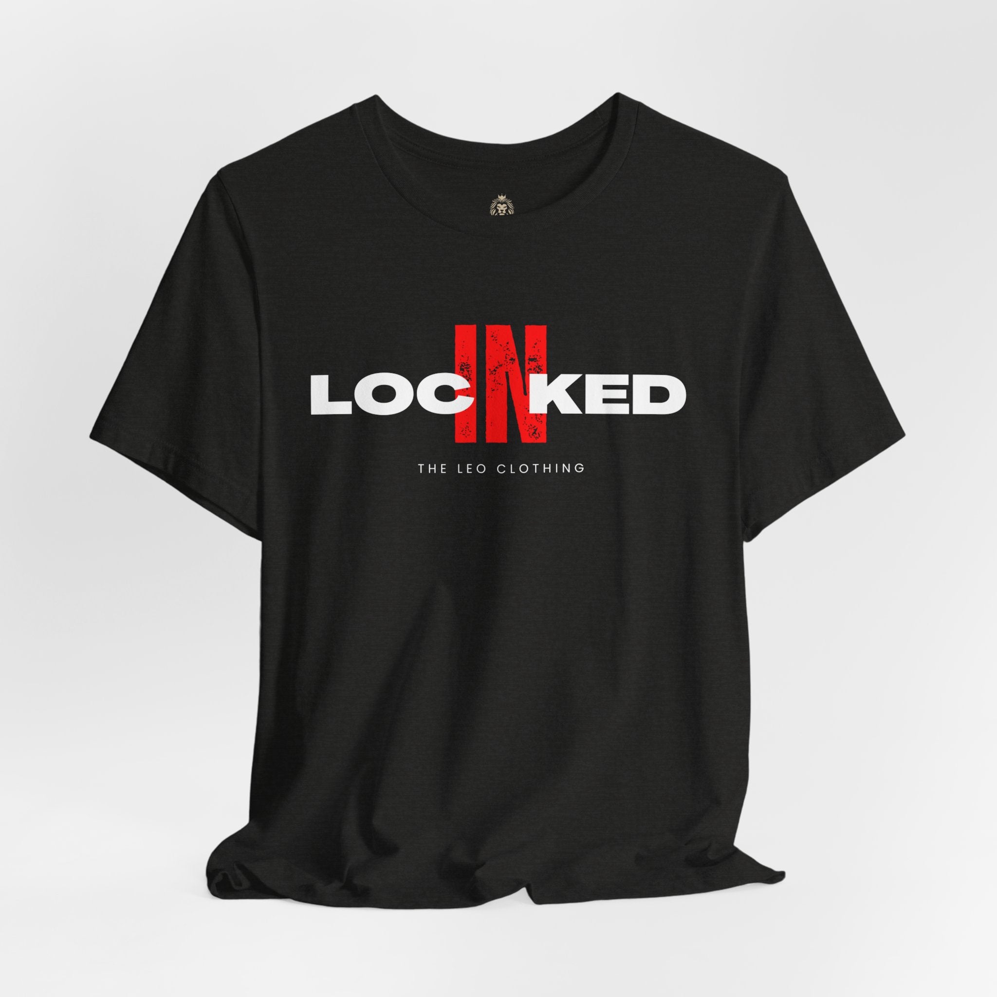 Locked In Graphic Tee — “LOCKINED” Red Accent Motivational Shirt