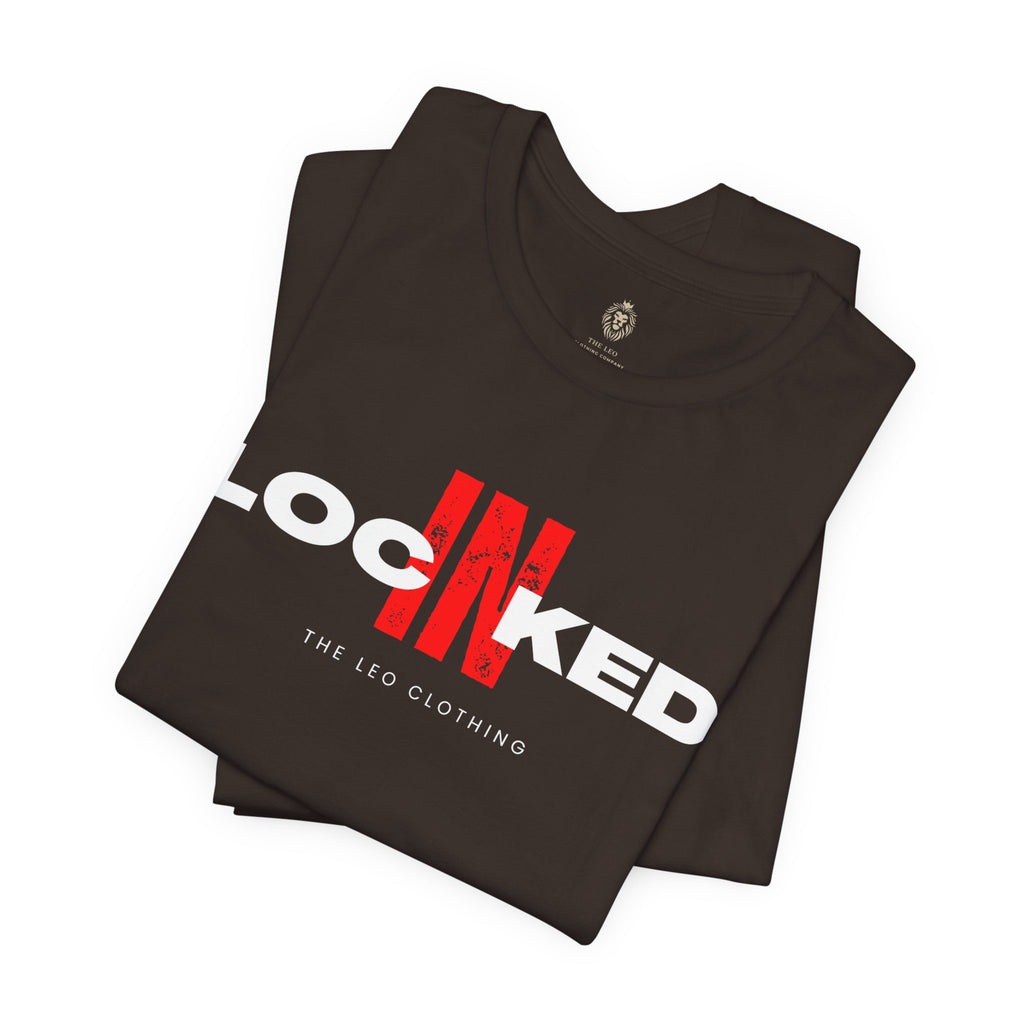 Locked In Graphic Tee — “LOCKINED” Red Accent Motivational Shirt