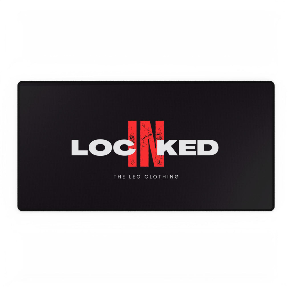 "LockedIn" Desk Mat — Black Gaming/Office Desk Pad with Bold "IN" Logo