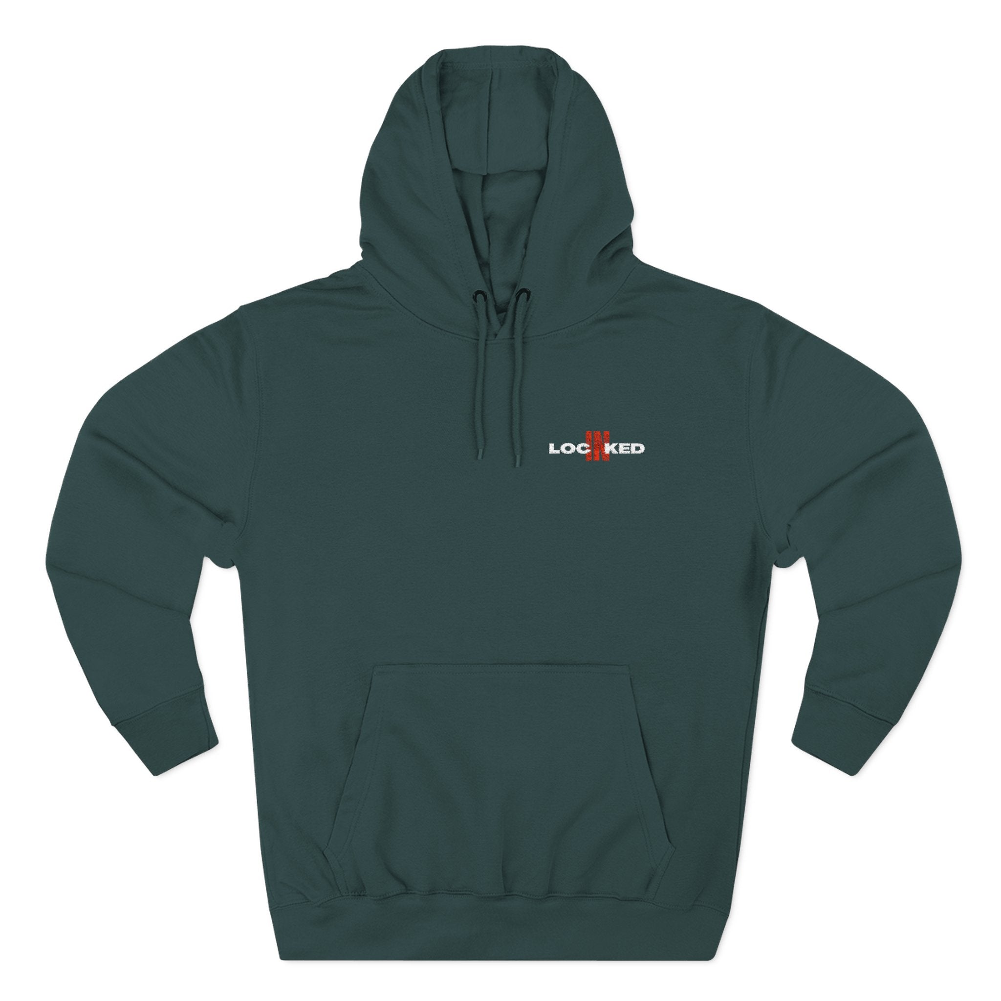 "LOCKED IN" - Embroidered Hoodie (WHITE)